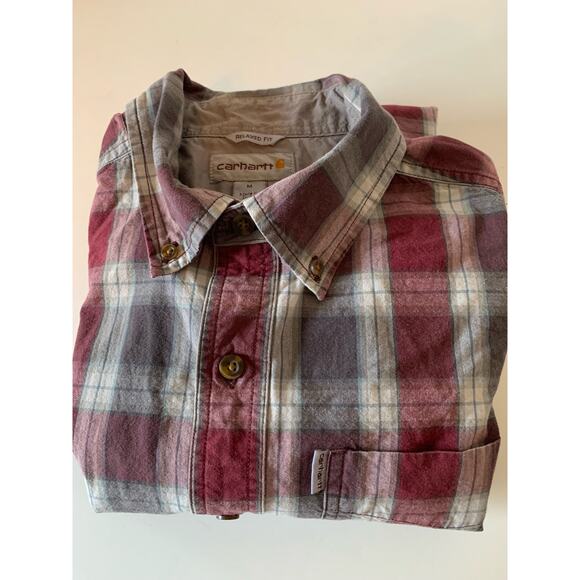 Carhartt plaid button up men's medium red and gray sz med - Picture 8 of 10